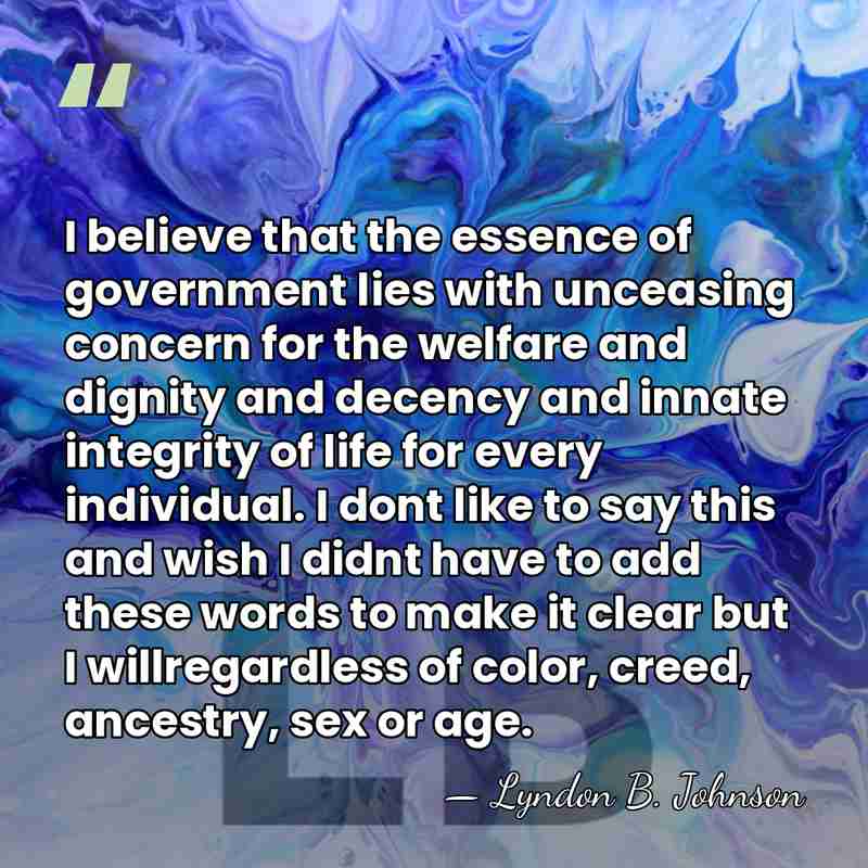I believe that the essence of government lies with unceasing concern for&hellip; - Lyndon B. Johnson
