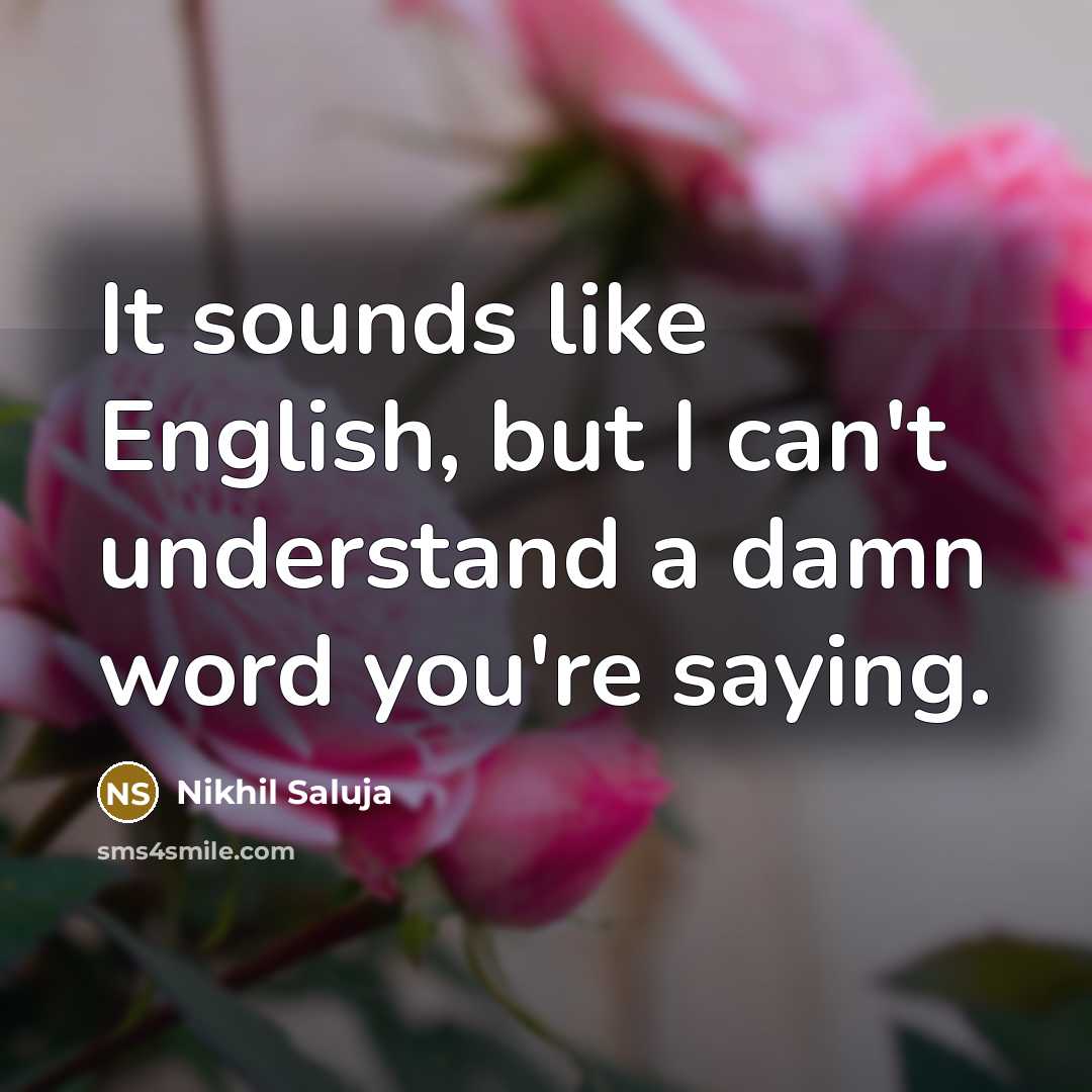 “It sounds like English, but I can't understand a damn…” quote by Nikhil Saluja