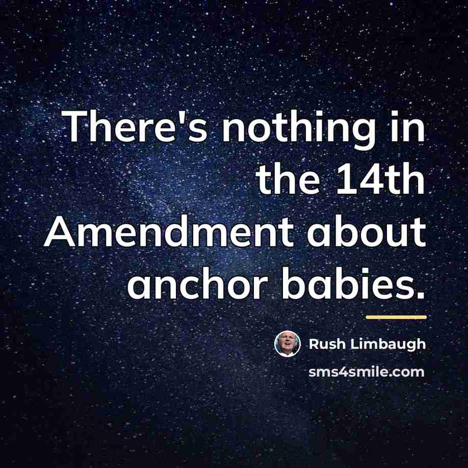 “There's nothing in the 14th Amendment about anchor babies.…” quote by Rush Limbaugh