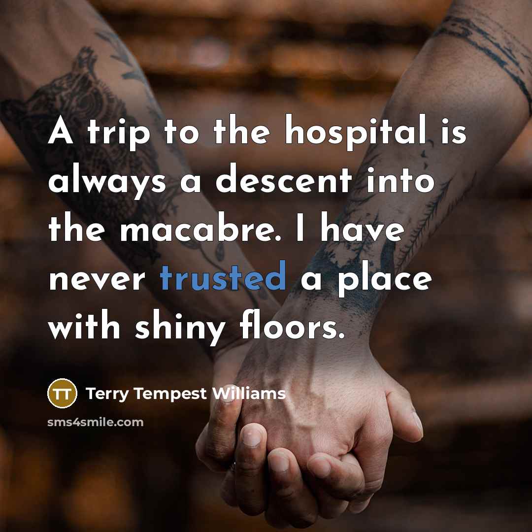 “A trip to the hospital is always a descent into…” quote by Terry Tempest Williams