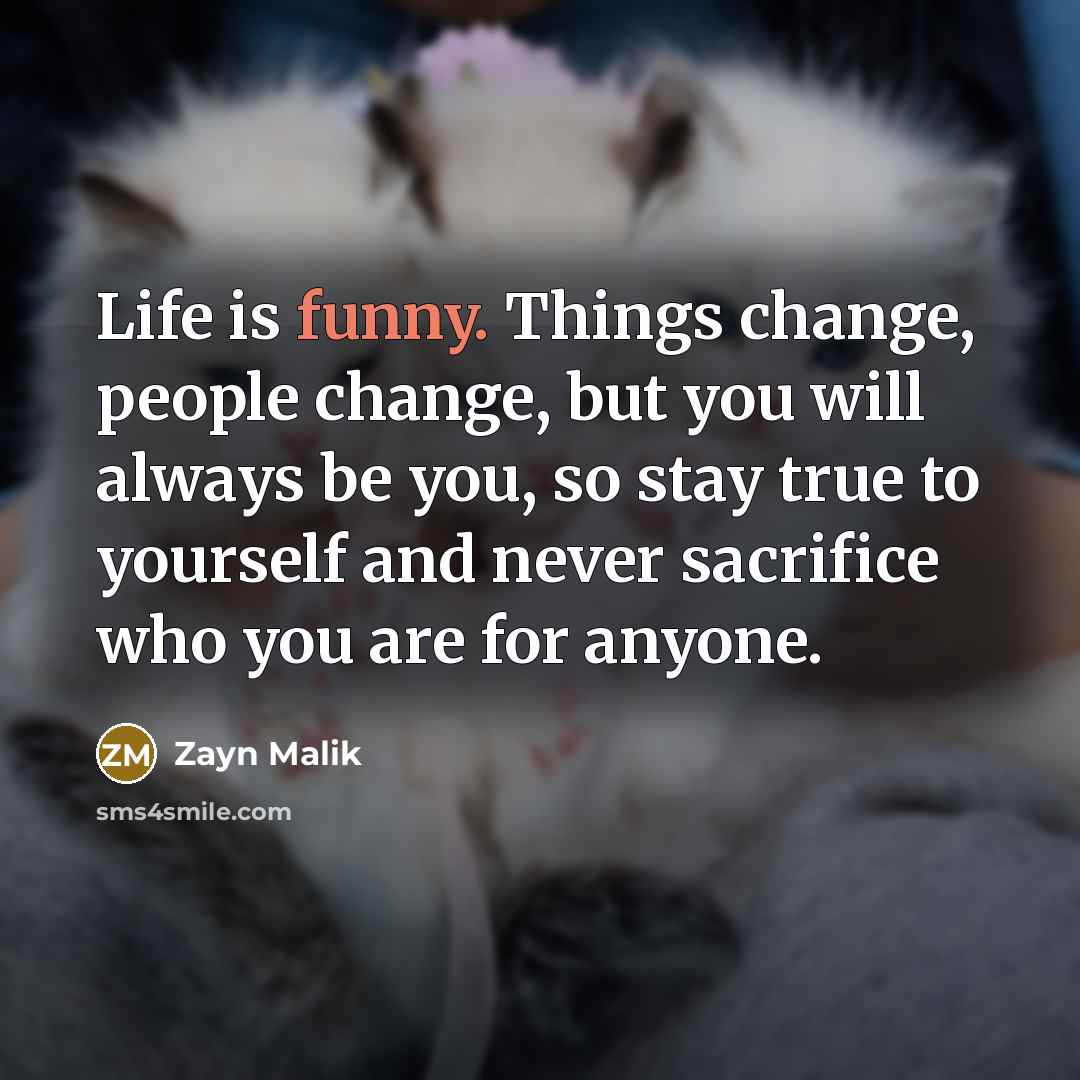 “Life is funny. Things change, people change, but you will…” quote by Zayn Malik