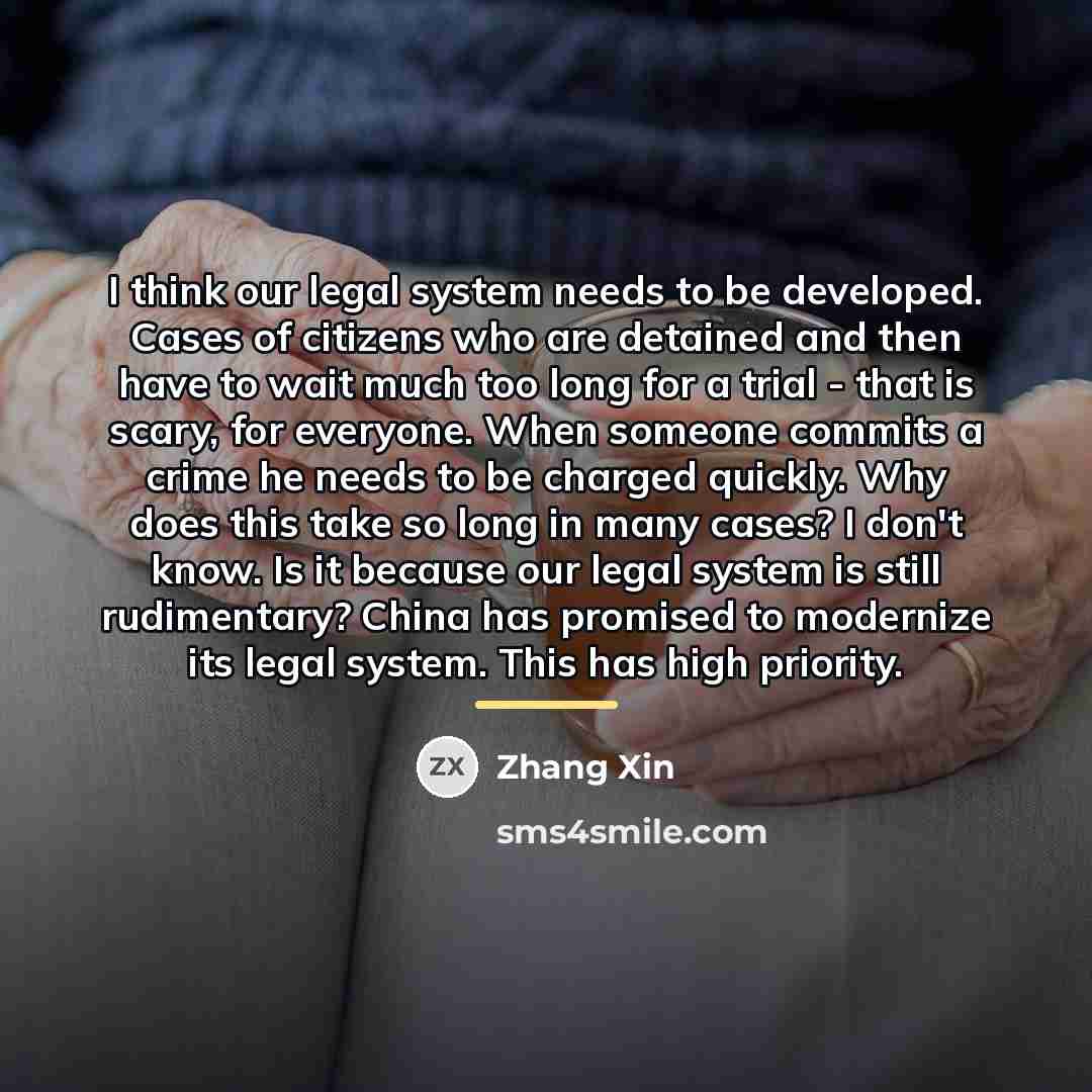 “I think our legal system needs to be developed. Cases…” quote by Zhang Xin