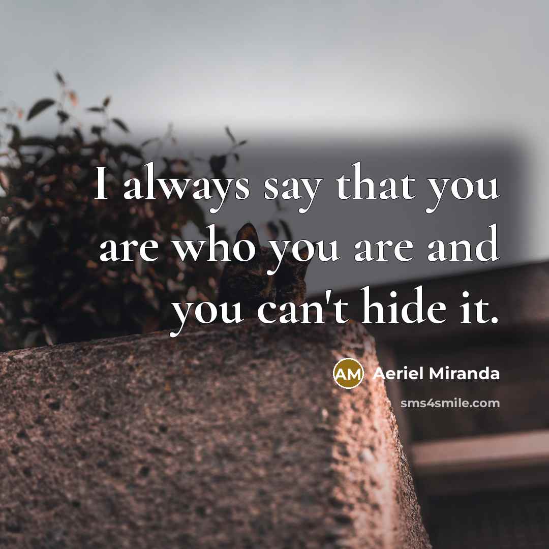 “I always say that you are who you are and…” quote by Aeriel Miranda