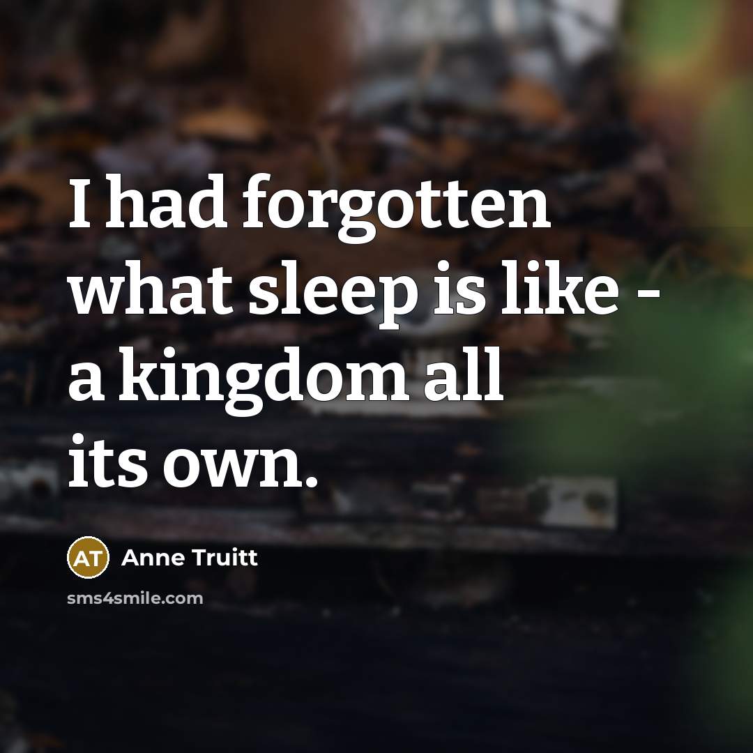 “I had forgotten what sleep is like - a kingdom…” quote by Anne Truitt