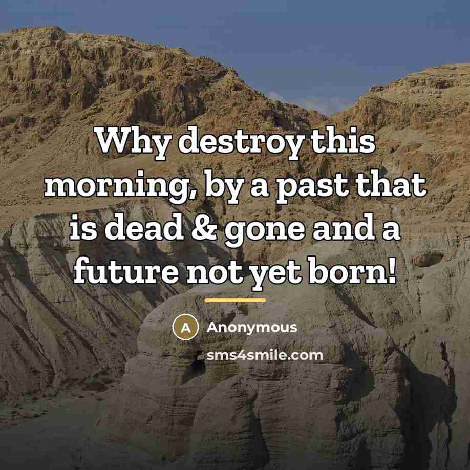 “Why destroy this morning, by a past that is dead…” quote by Anonymous