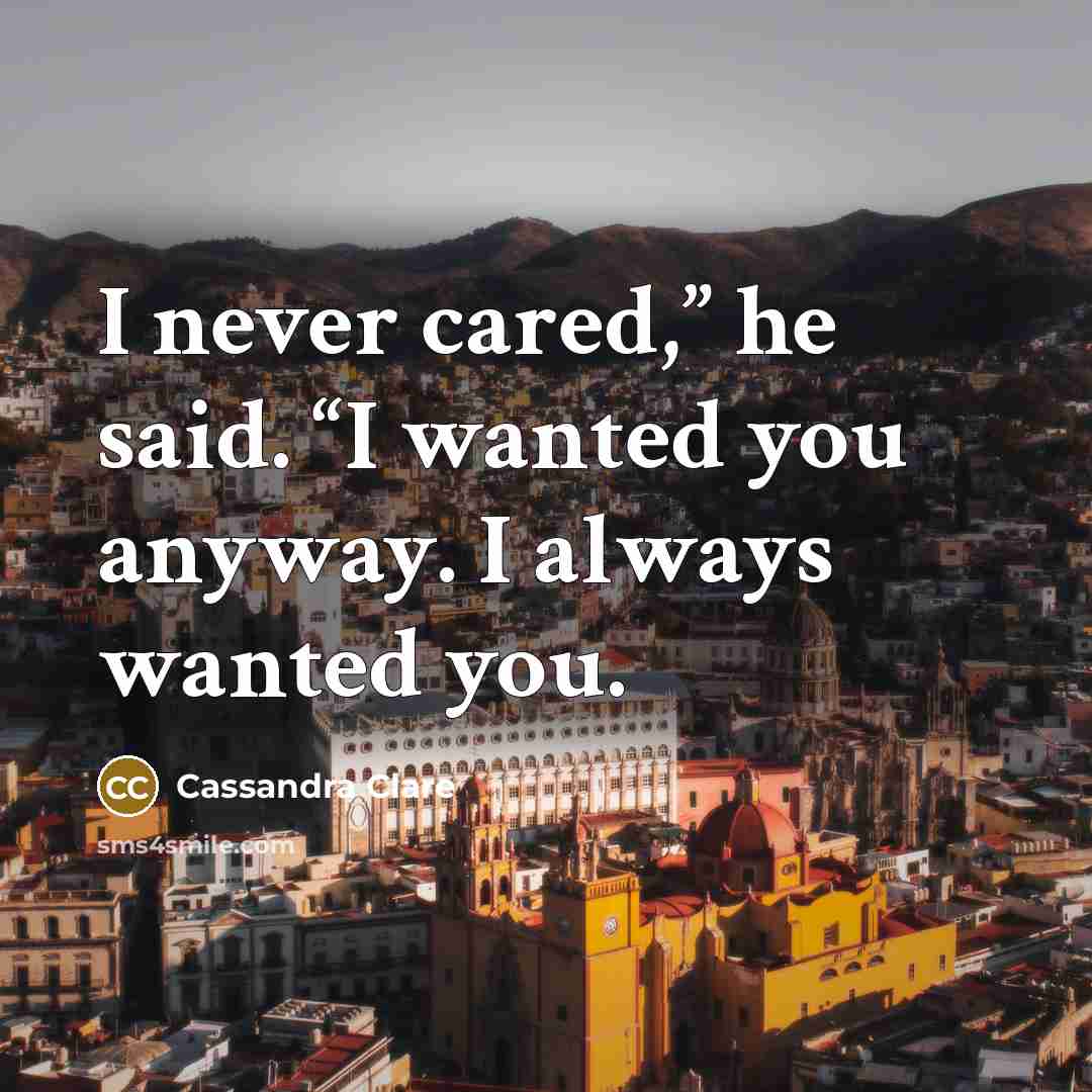 “I never cared,” he said. “I wanted you anyway. I…” quote by Cassandra Clare