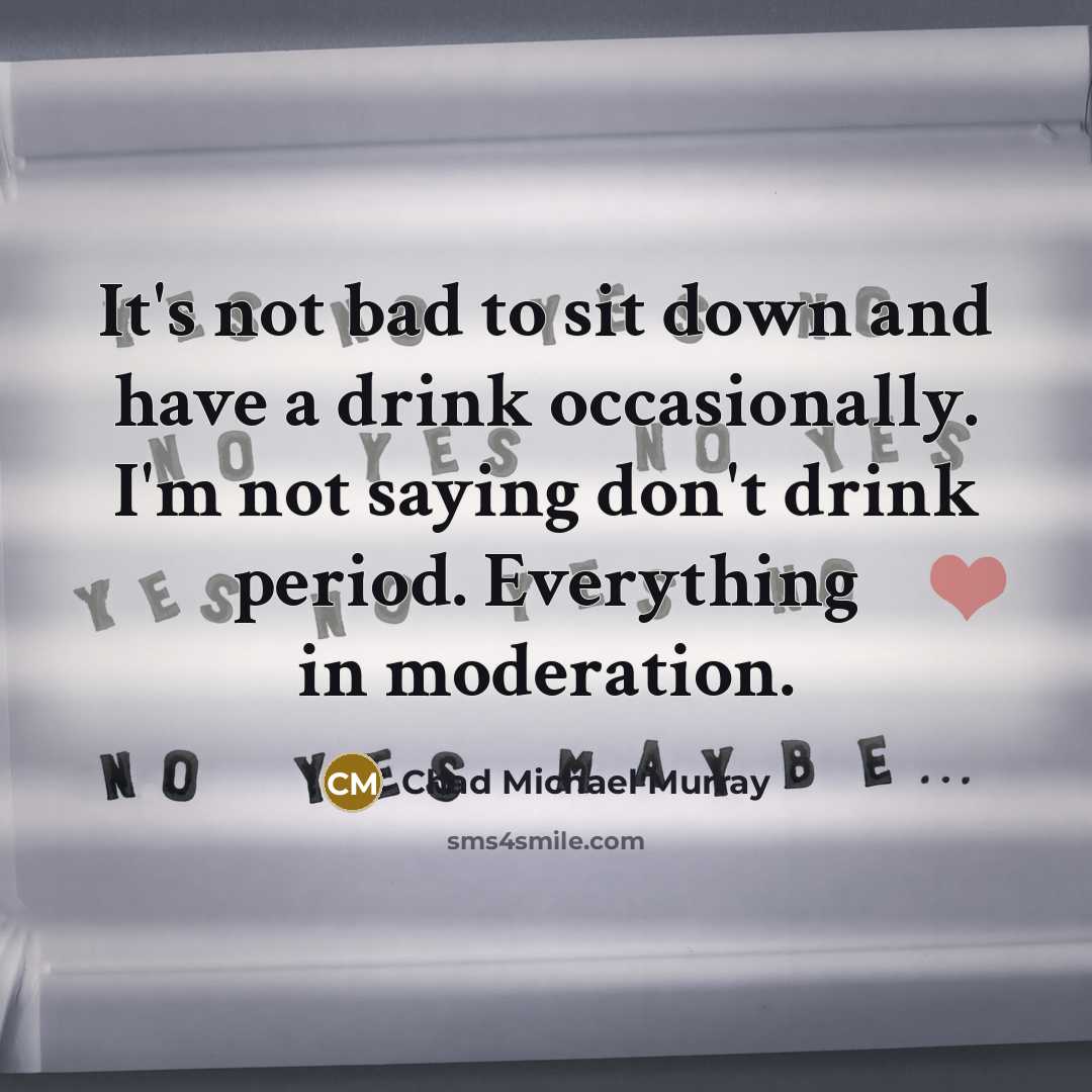 “It's not bad to sit down and have a drink…” quote by Chad Michael Murray