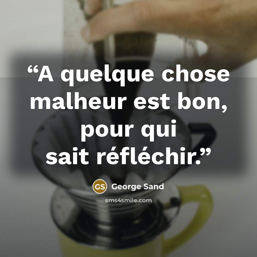 “A quelque chose malheur est bon, pour qui sait réfléchir.” quote by George Sand