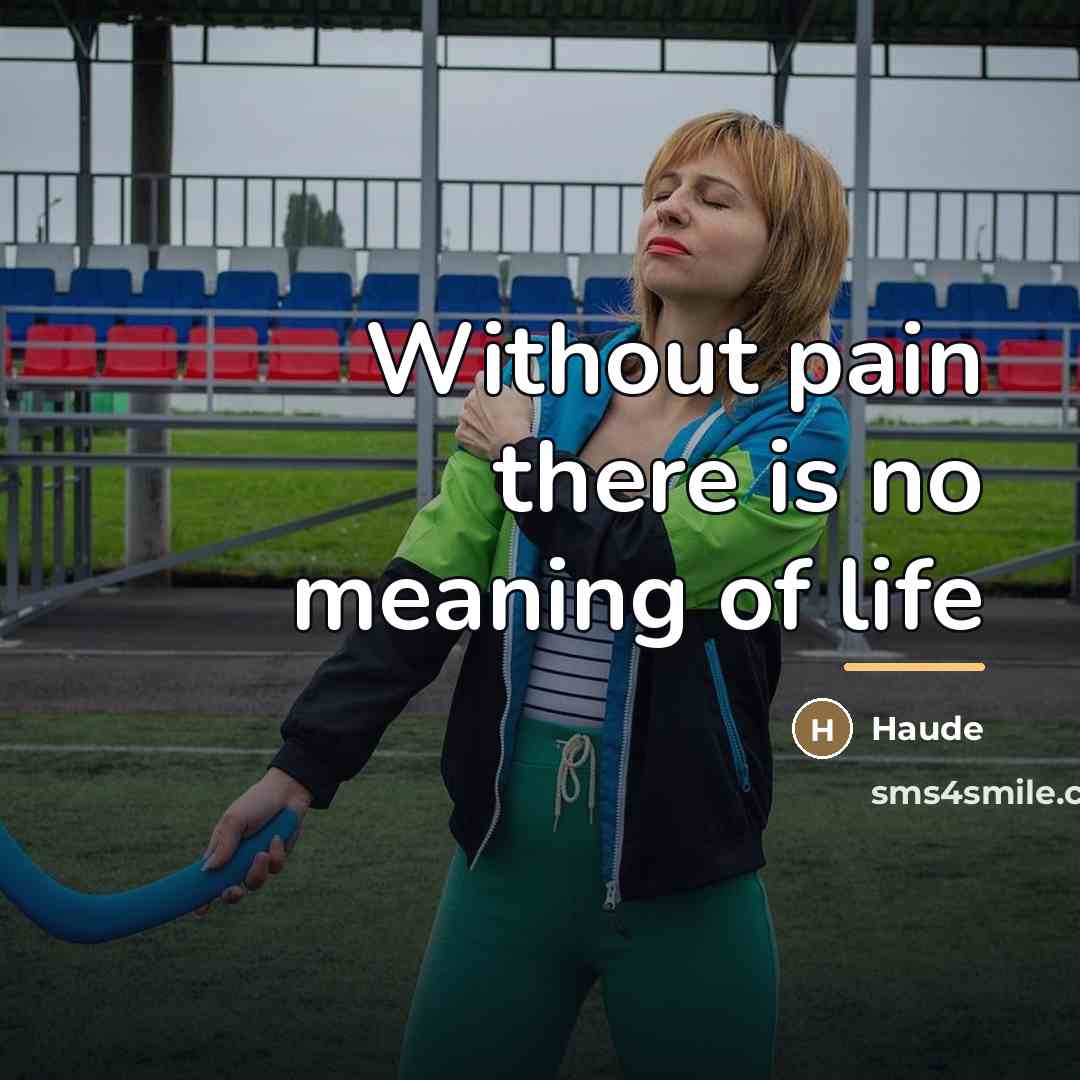 “Without pain there is no meaning of life…” quote by Haude