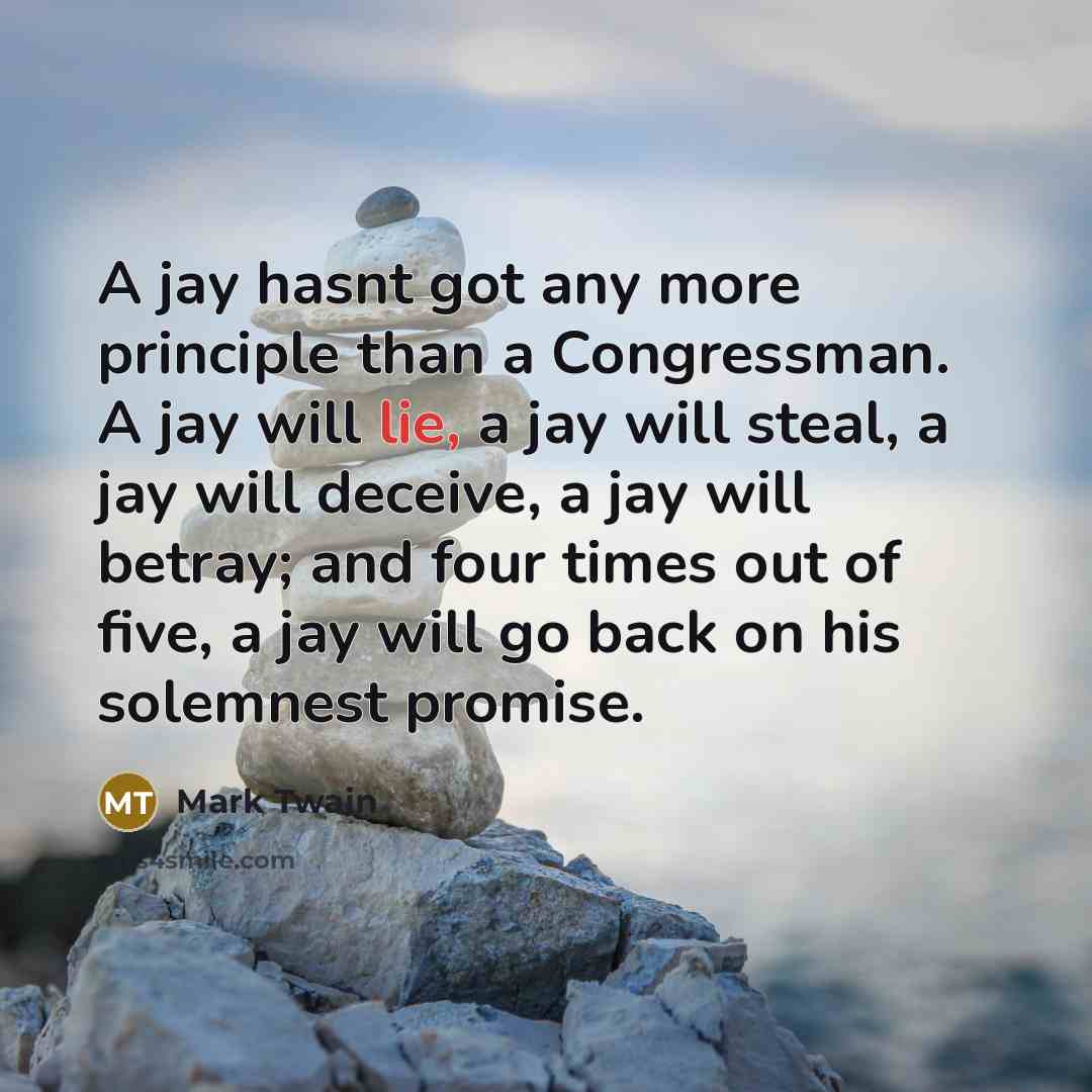 “A jay hasnt got any more principle than a Congressman.…” quote by Mark Twain