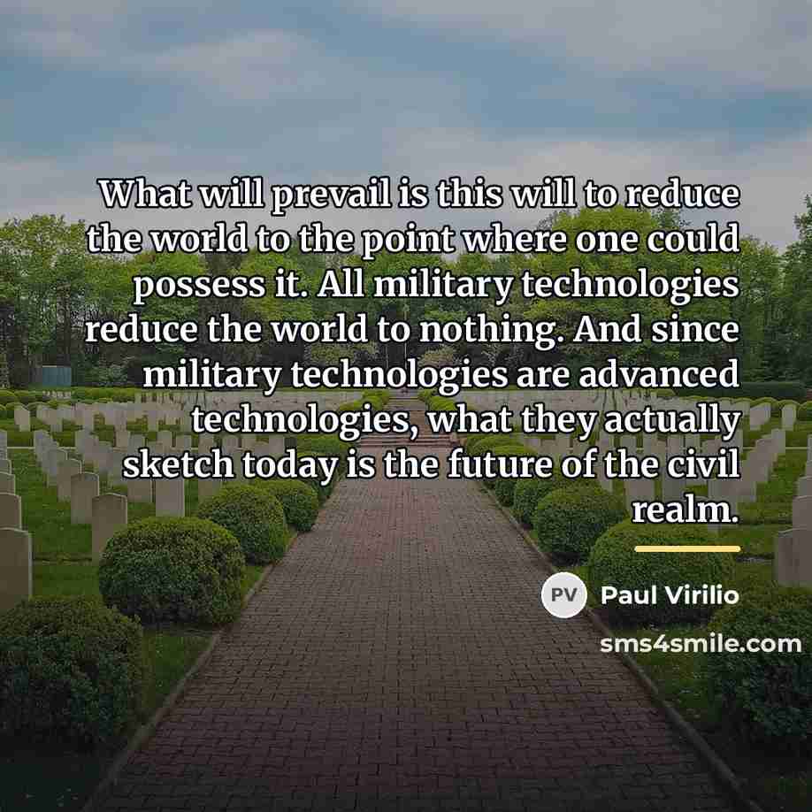 “What will prevail is this will to reduce the world…” quote by Paul Virilio