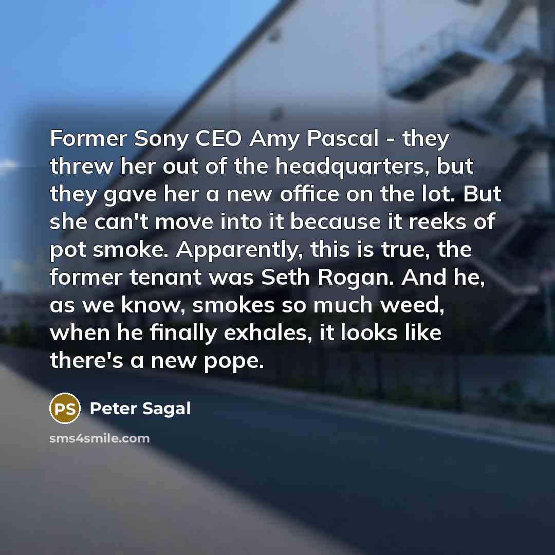 “Former Sony CEO Amy Pascal - they threw her out…” quote by Peter Sagal