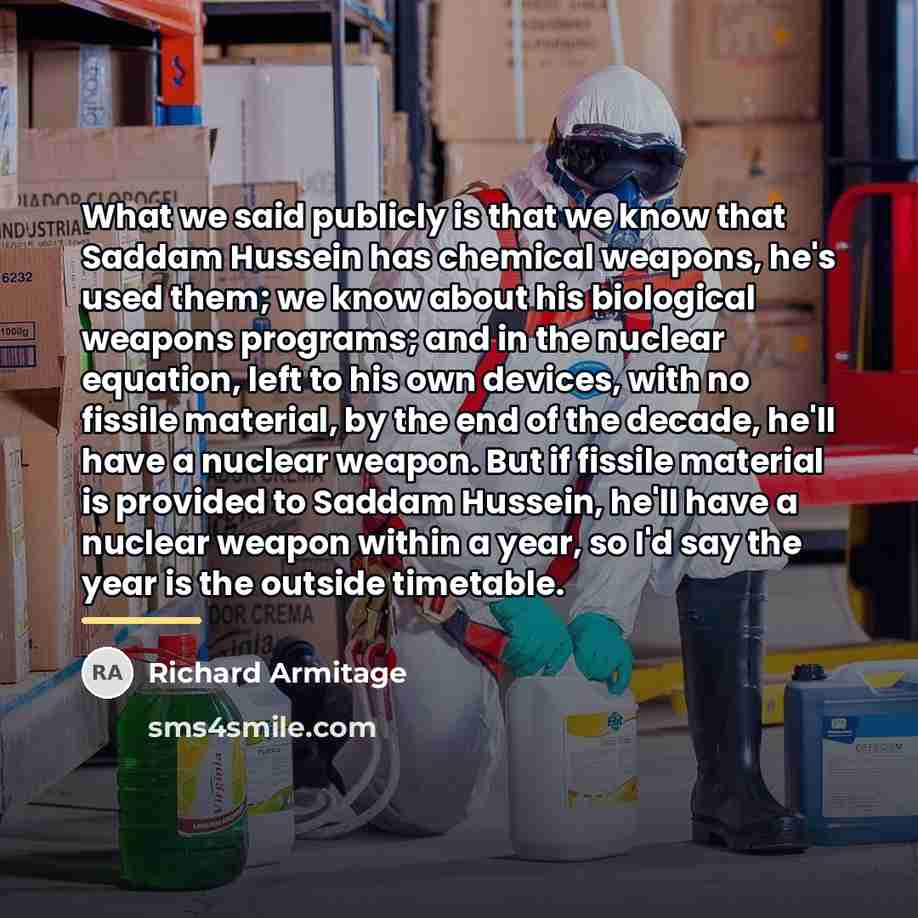 “What we said publicly is that we know that Saddam…” quote by Richard Armitage