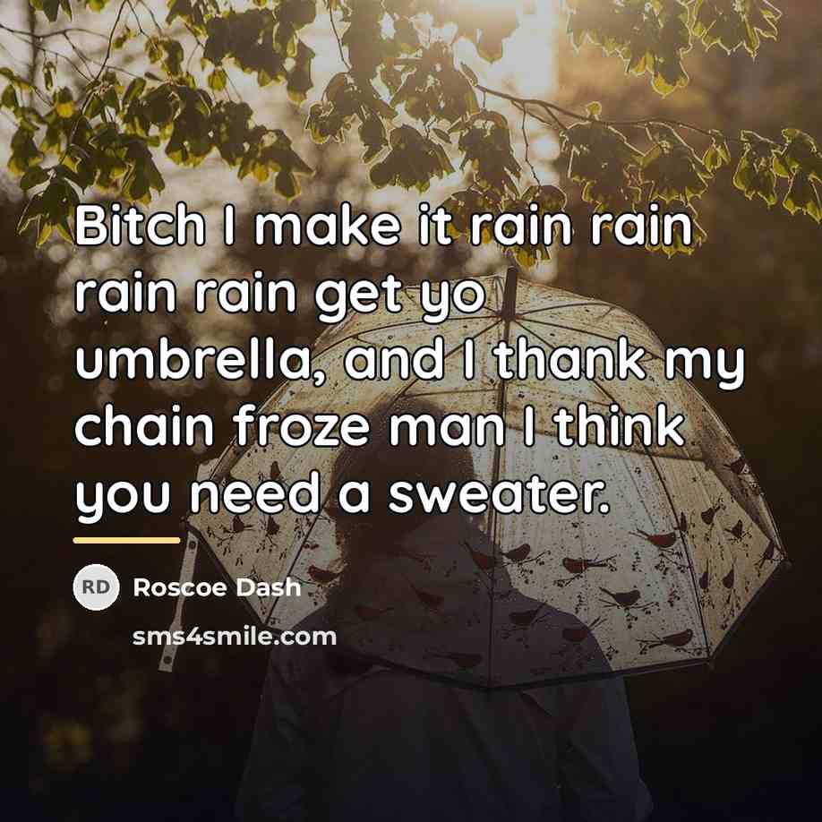 “Bitch I make it rain rain rain rain get yo…” quote by Roscoe Dash