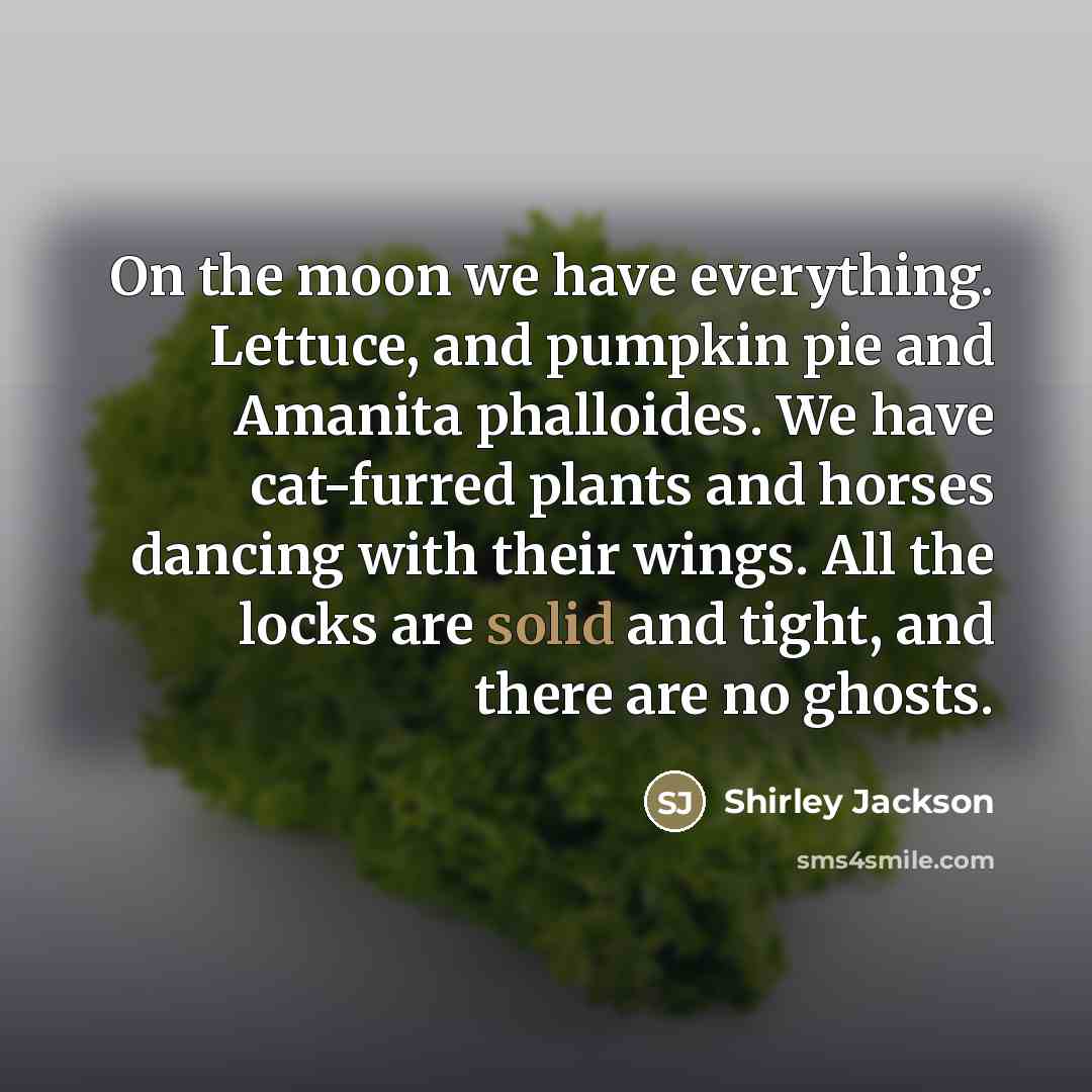 “On the moon we have everything. Lettuce, and pumpkin pie…” quote by Shirley Jackson