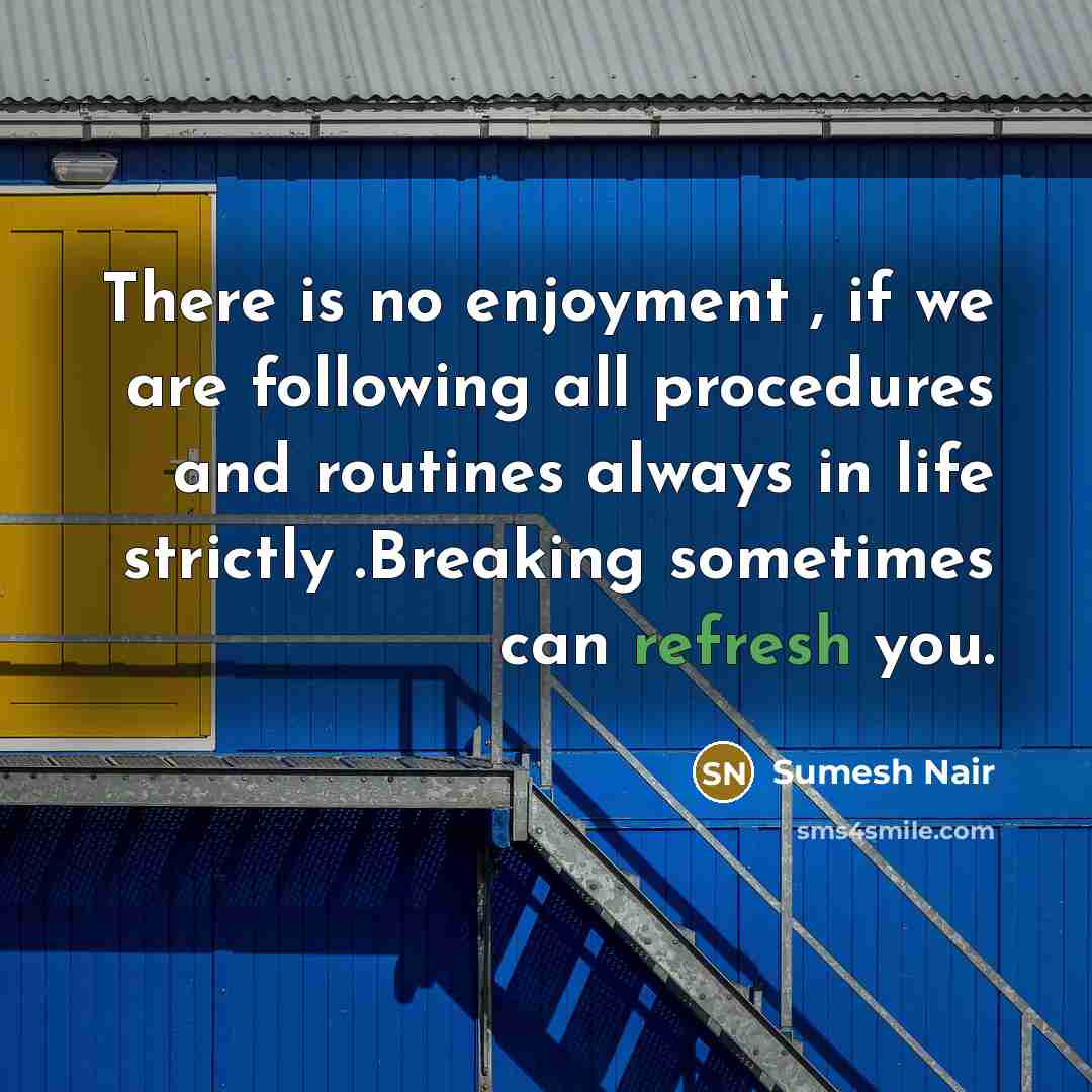 “There is no enjoyment , if we are following all…” quote by Sumesh Nair