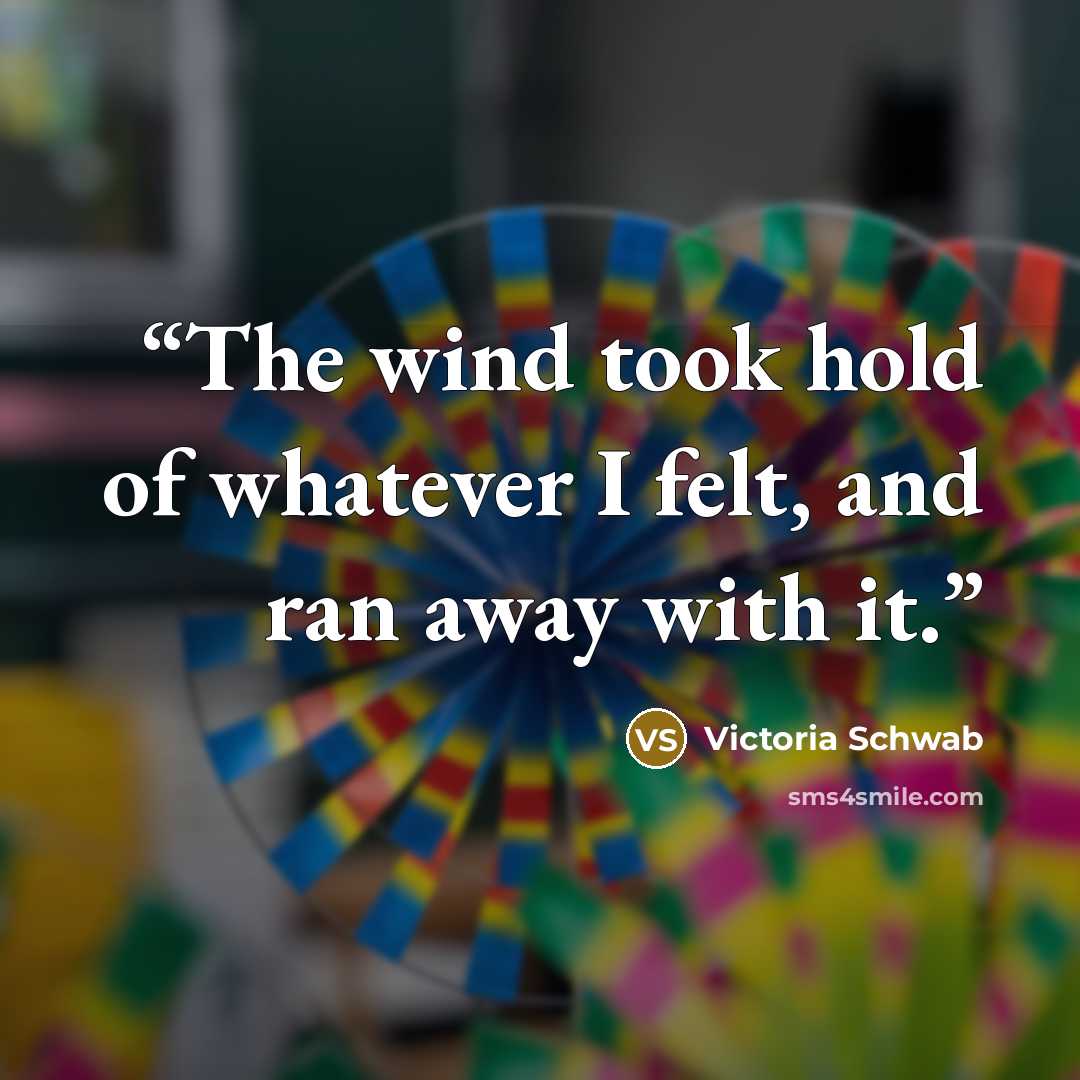 “The wind took hold of whatever I felt, and ran away with it.” quote by Victoria Schwab