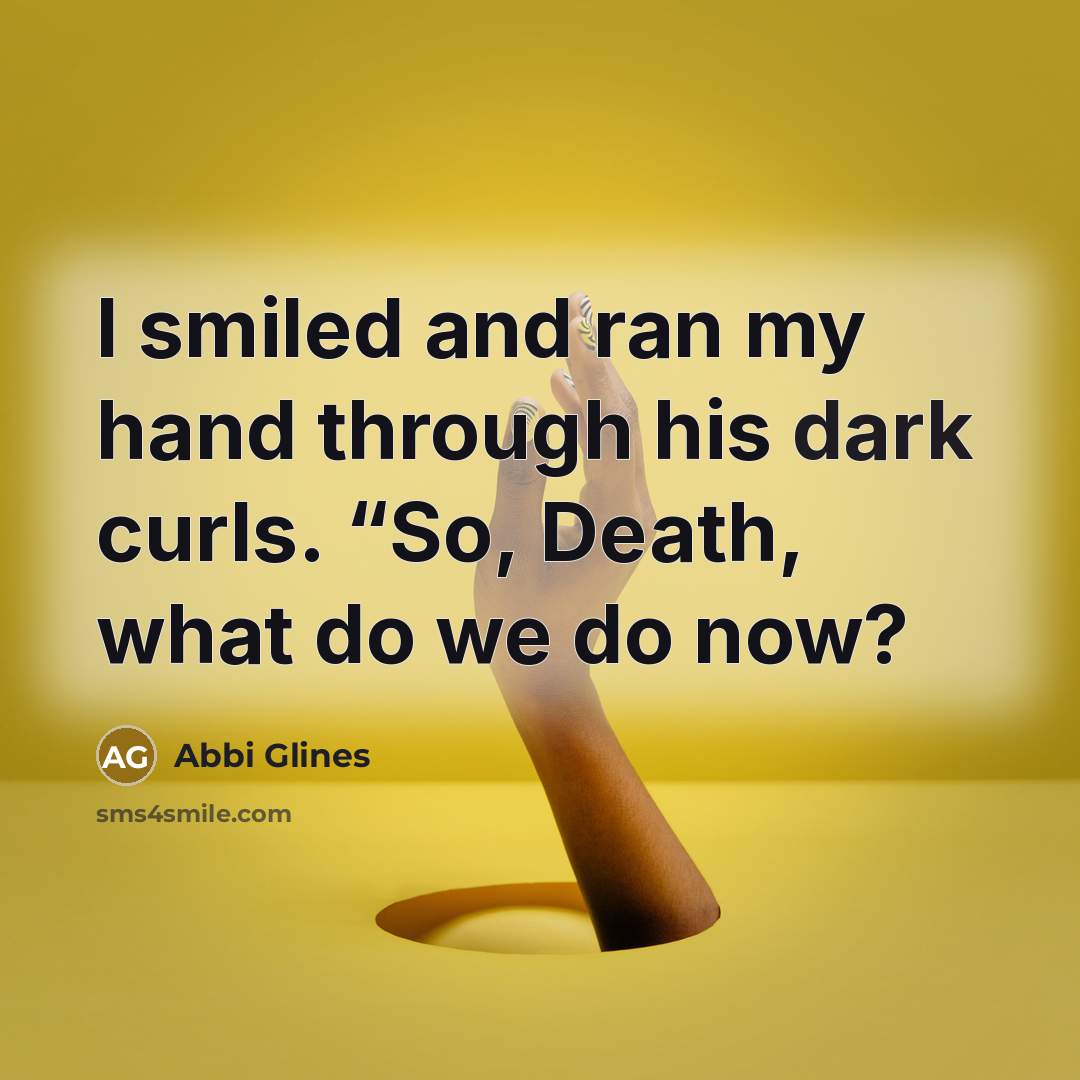 “I smiled and ran my hand through his dark curls.…” quote by Abbi Glines