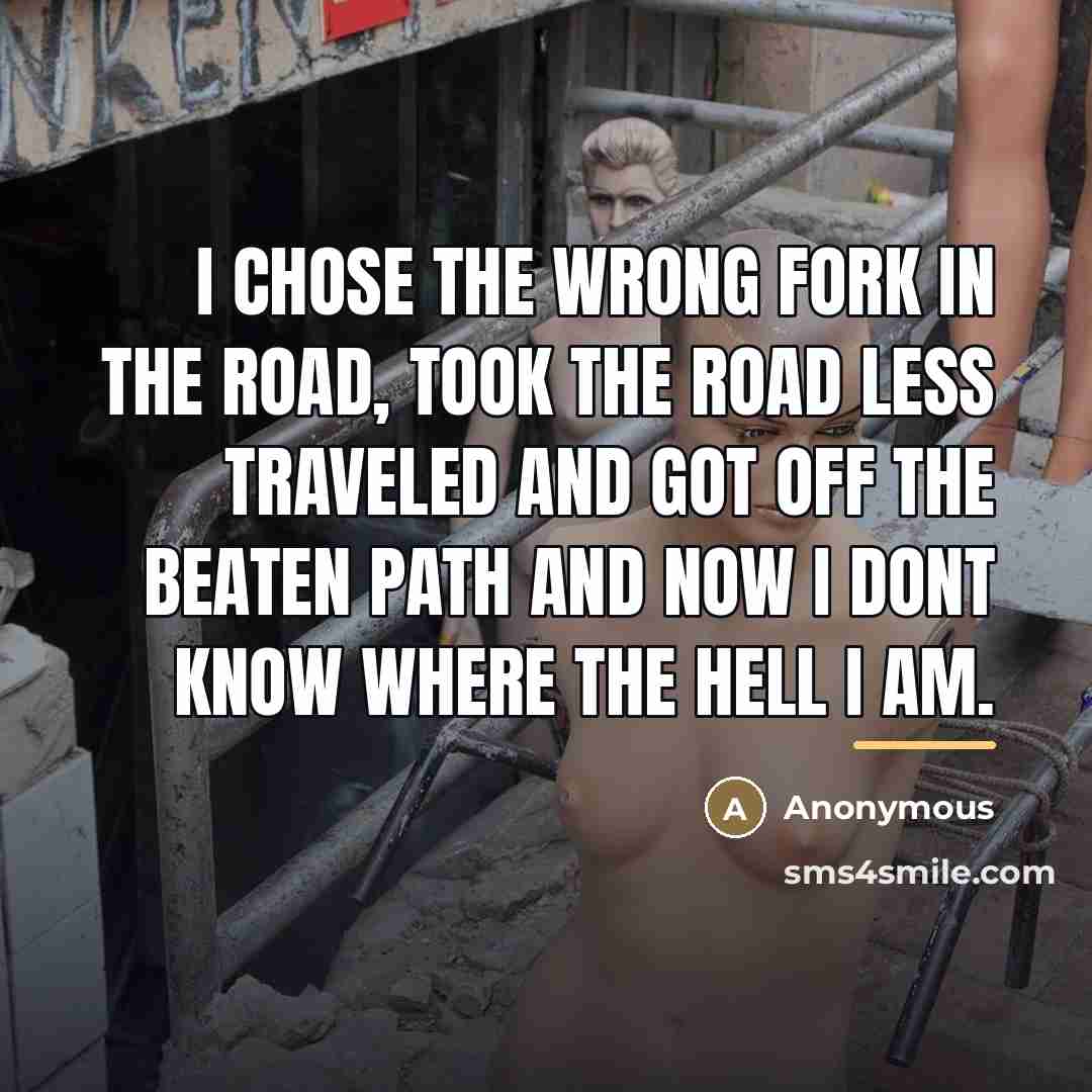 “I chose the wrong fork in the road, took the…” quote by Anonymous