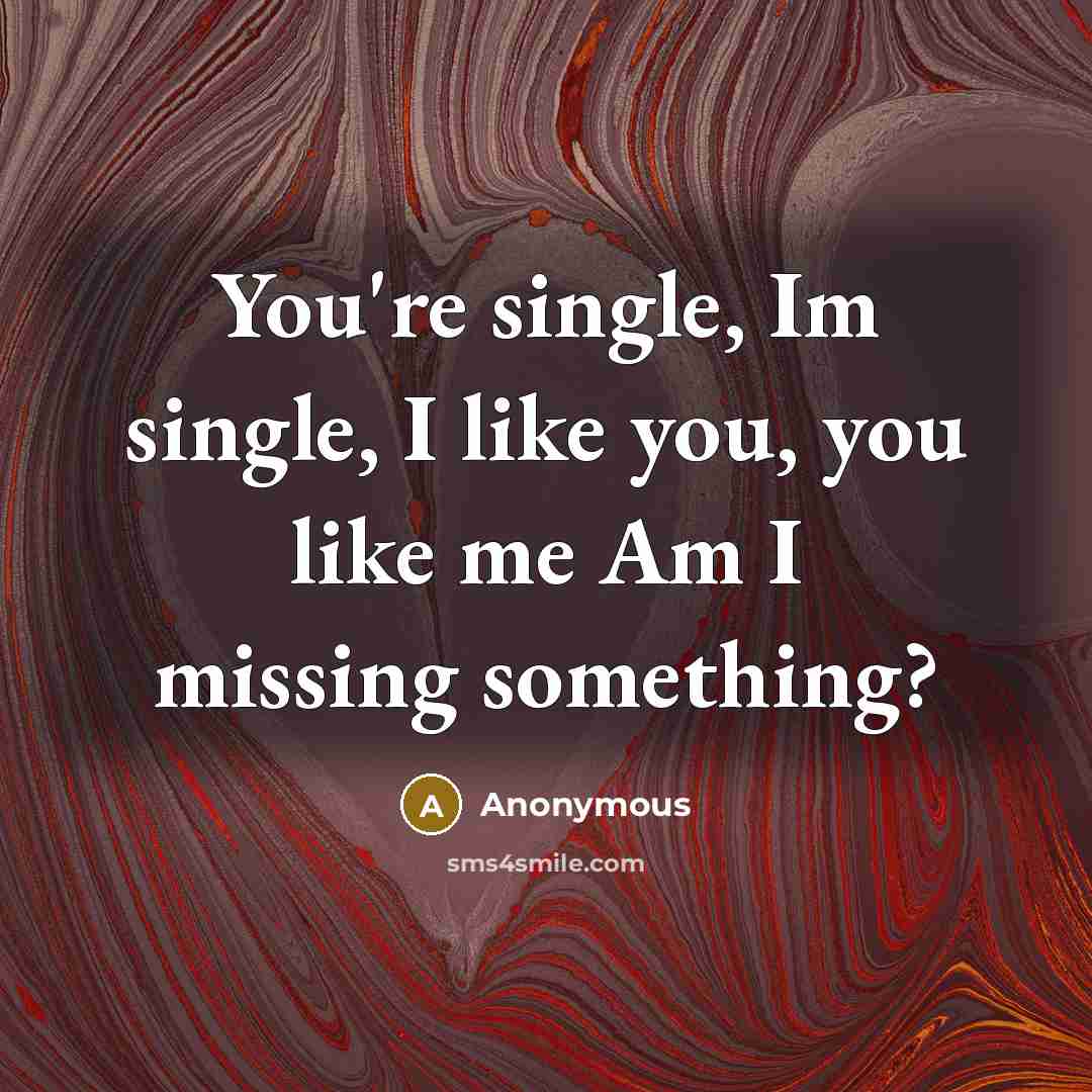 “You're single, Im single, I like you, you like me…” quote by Anonymous