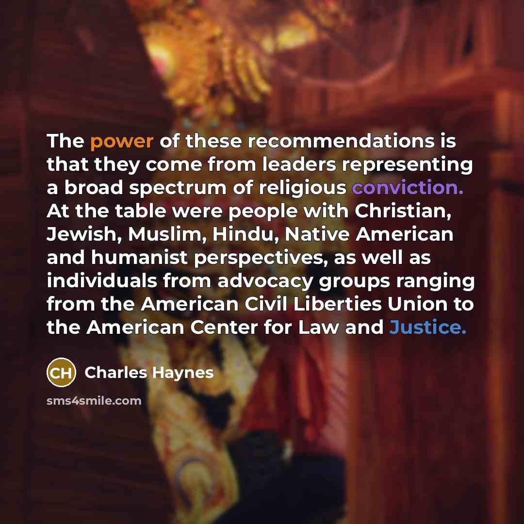 “The power of these recommendations is that they come from…” quote by Charles Haynes