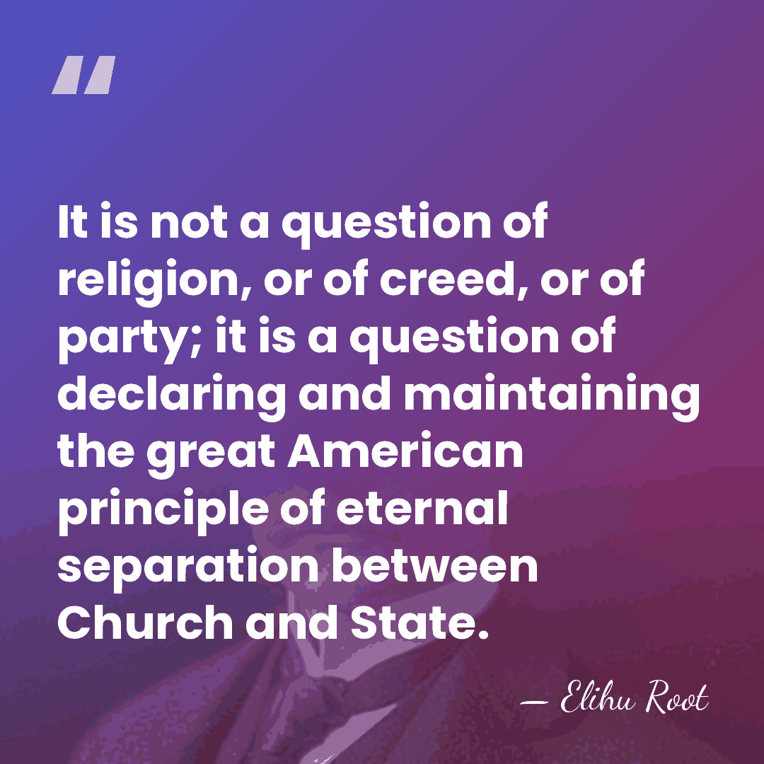 It is not a question of religion, or of creed, or of&hellip; - Elihu Root