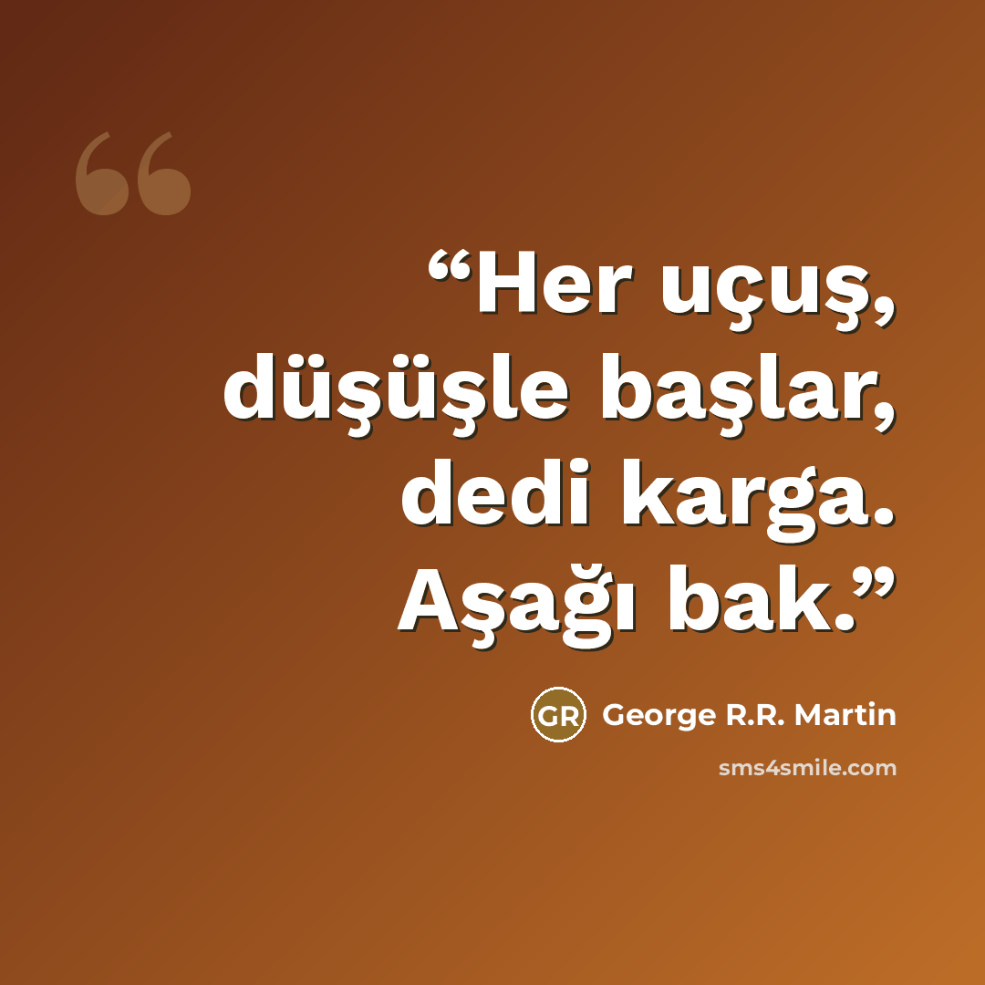 “Her uçuş, düşüşle başlar, dedi karga. Aşağı bak.” quote by George R.R. Martin