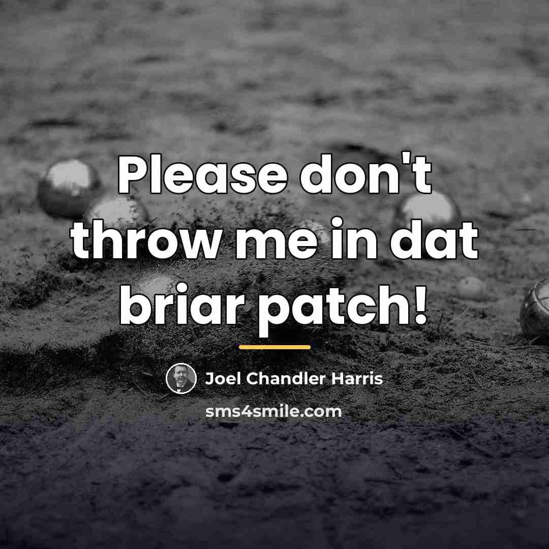 “Please don't throw me in dat briar patch!…” quote by Joel Chandler Harris