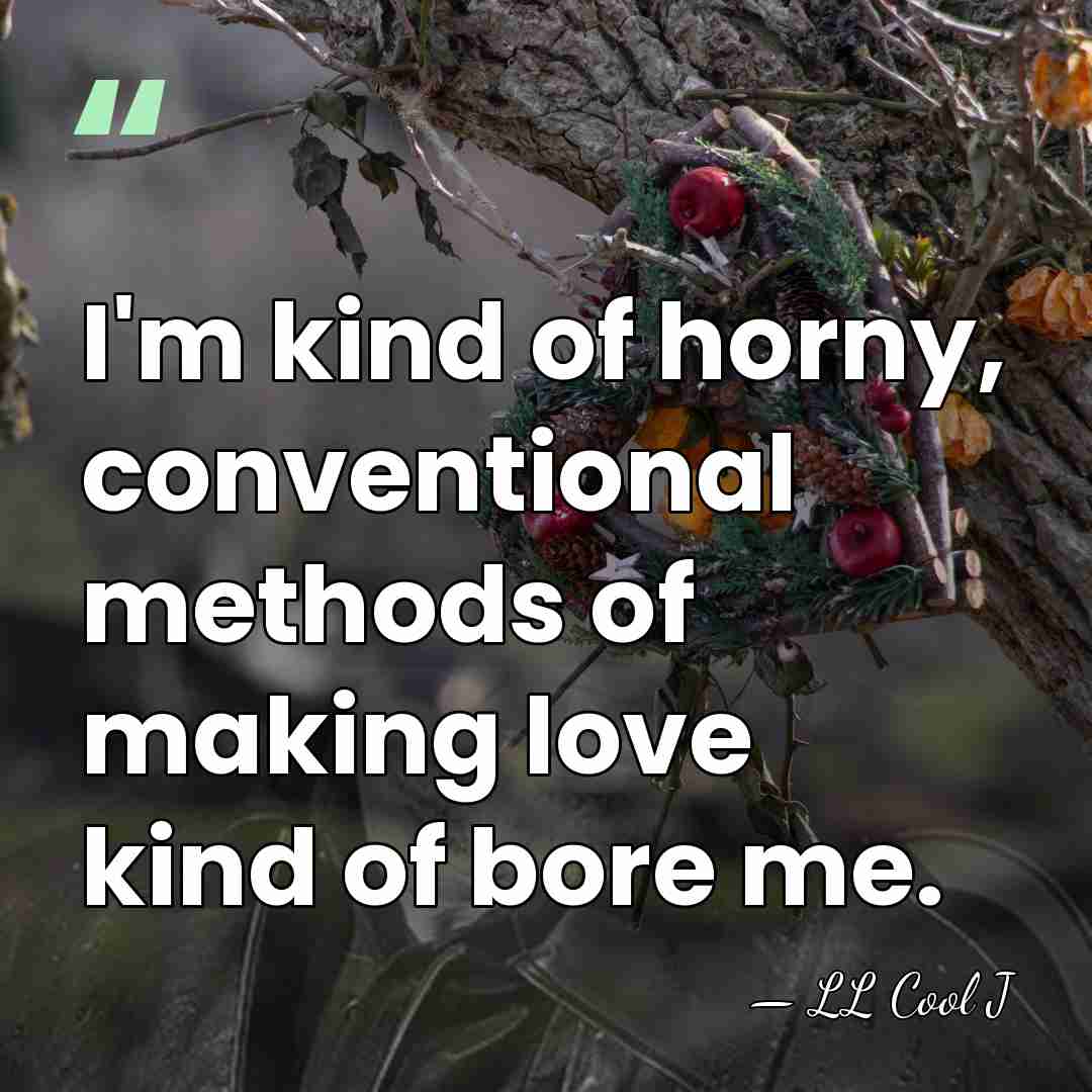 I'm kind of horny, conventional methods of making love kind of bore&hellip; - LL Cool J