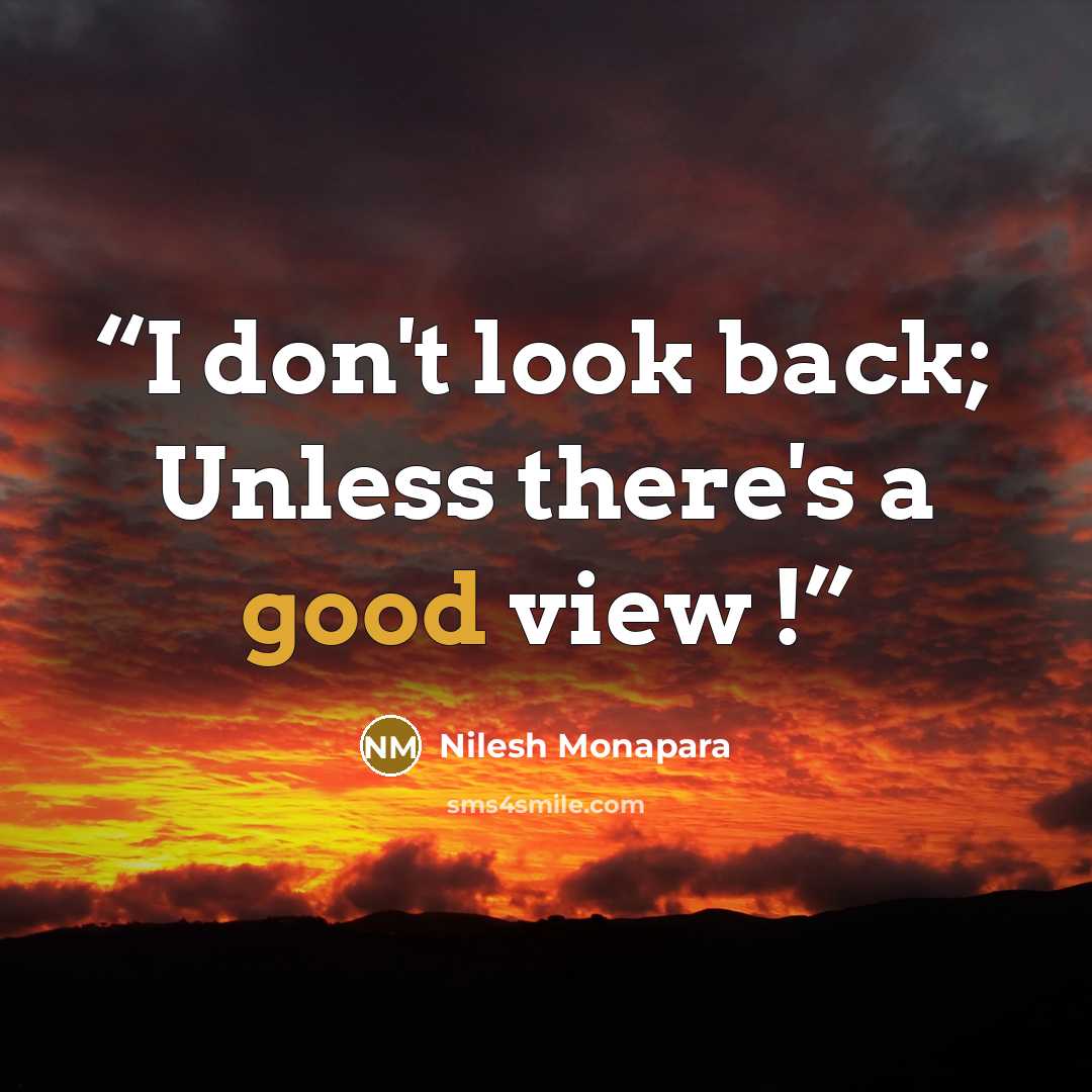 “I don't look back; Unless there's a good view !” quote by Nilesh Monapara