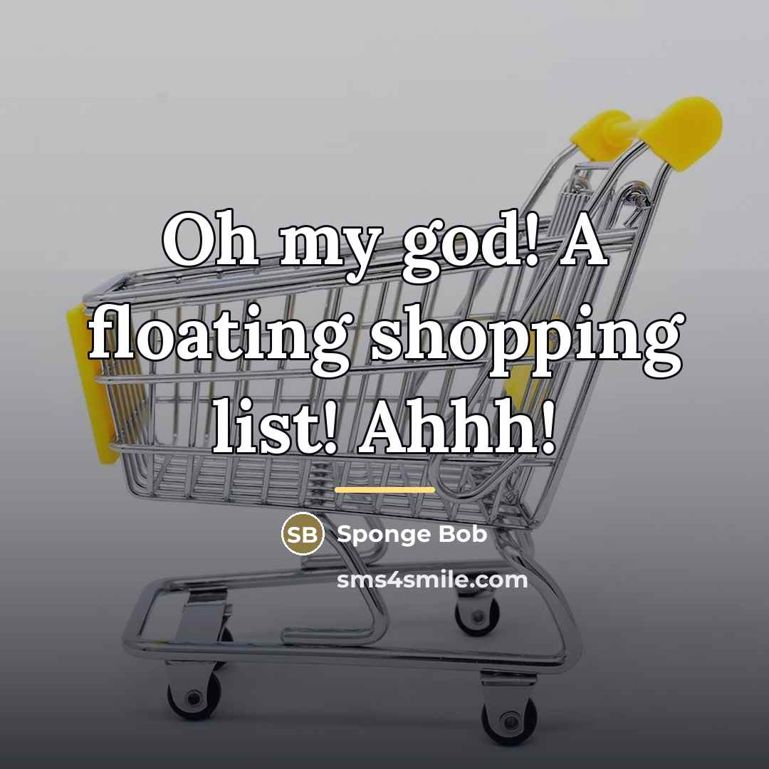 “Oh my god! A floating shopping list! Ahhh!…” quote by Sponge Bob