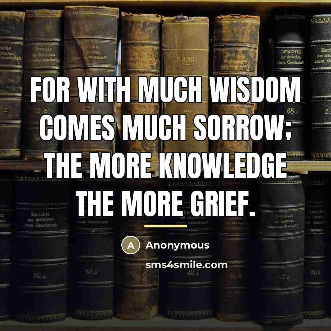 “For with much wisdom comes much sorrow; the more knowledge…” quote by Anonymous