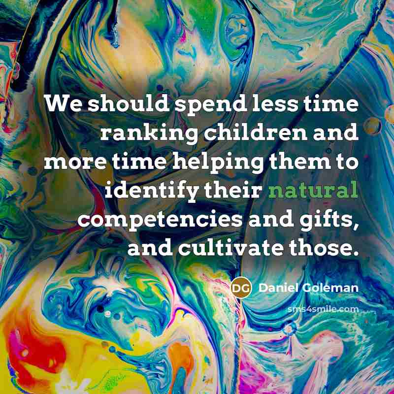 “We should spend less time ranking children and more time…” quote by Daniel Goleman