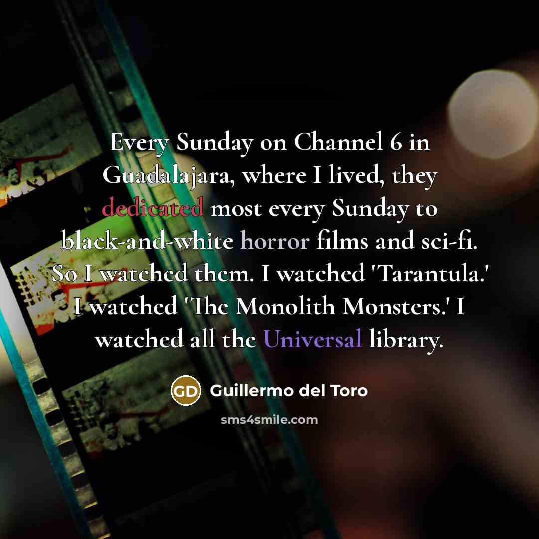 “Every Sunday on Channel 6 in Guadalajara, where I lived,…” quote by Guillermo del Toro
