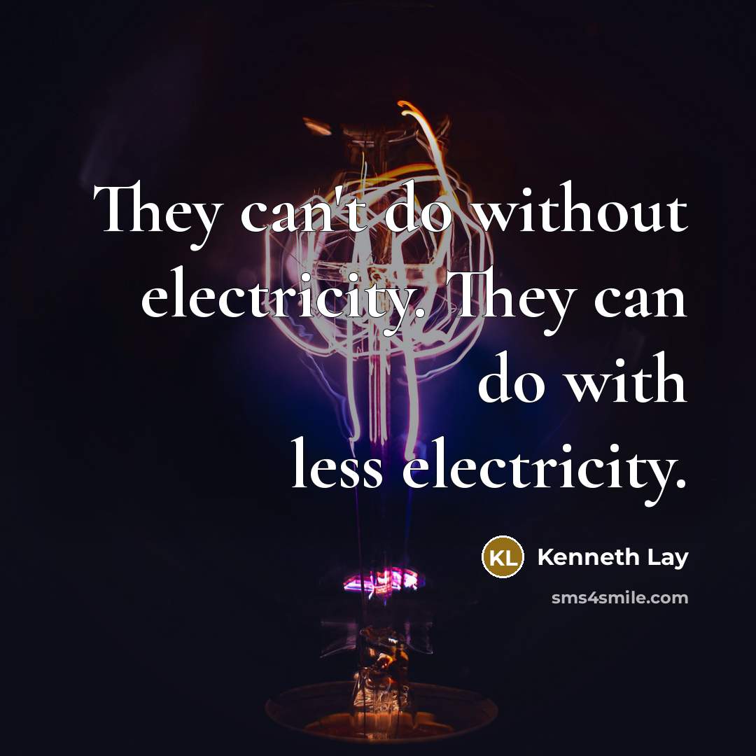 “They can't do without electricity. They can do with less…” quote by Kenneth Lay