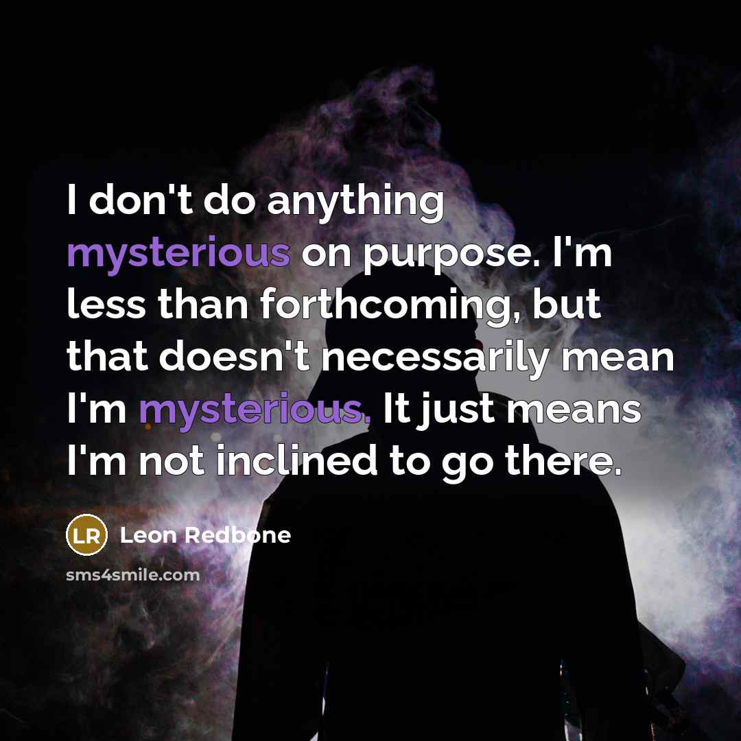 “I don't do anything mysterious on purpose. I'm less than…” quote by Leon Redbone