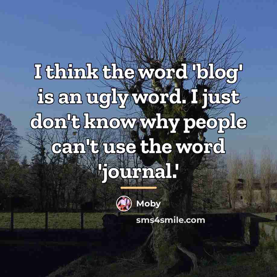 “I think the word 'blog' is an ugly word. I…” quote by Moby