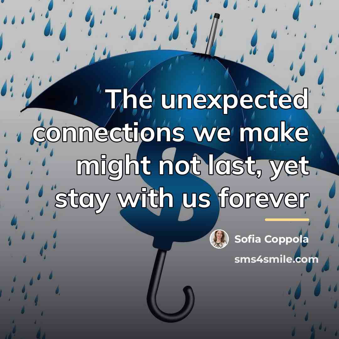 “The unexpected connections we make might not last, yet stay…” quote by Sofia Coppola