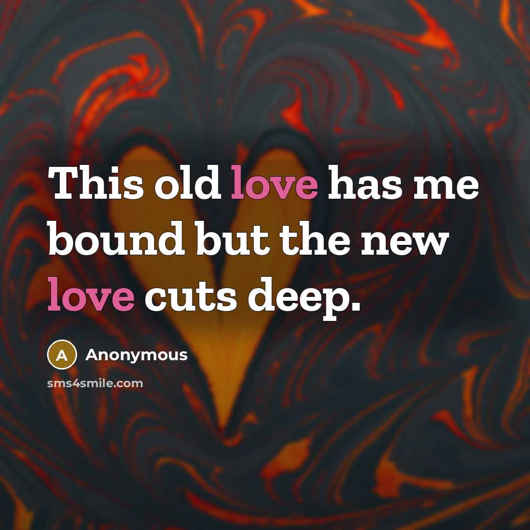 “This old love has me bound but the new love…” quote by Anonymous