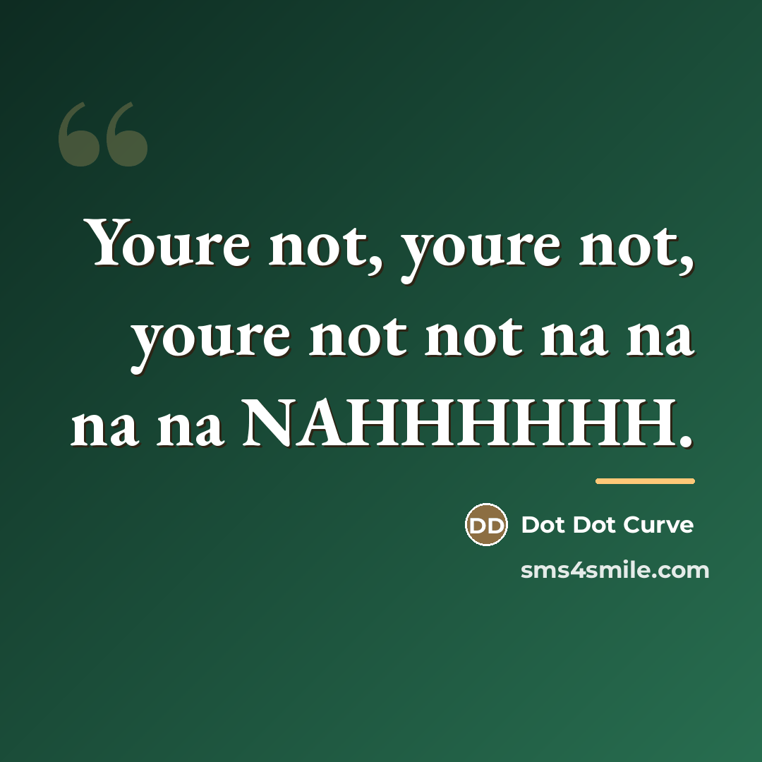 “Youre not, youre not, youre not not na na na…” quote by Dot Dot Curve
