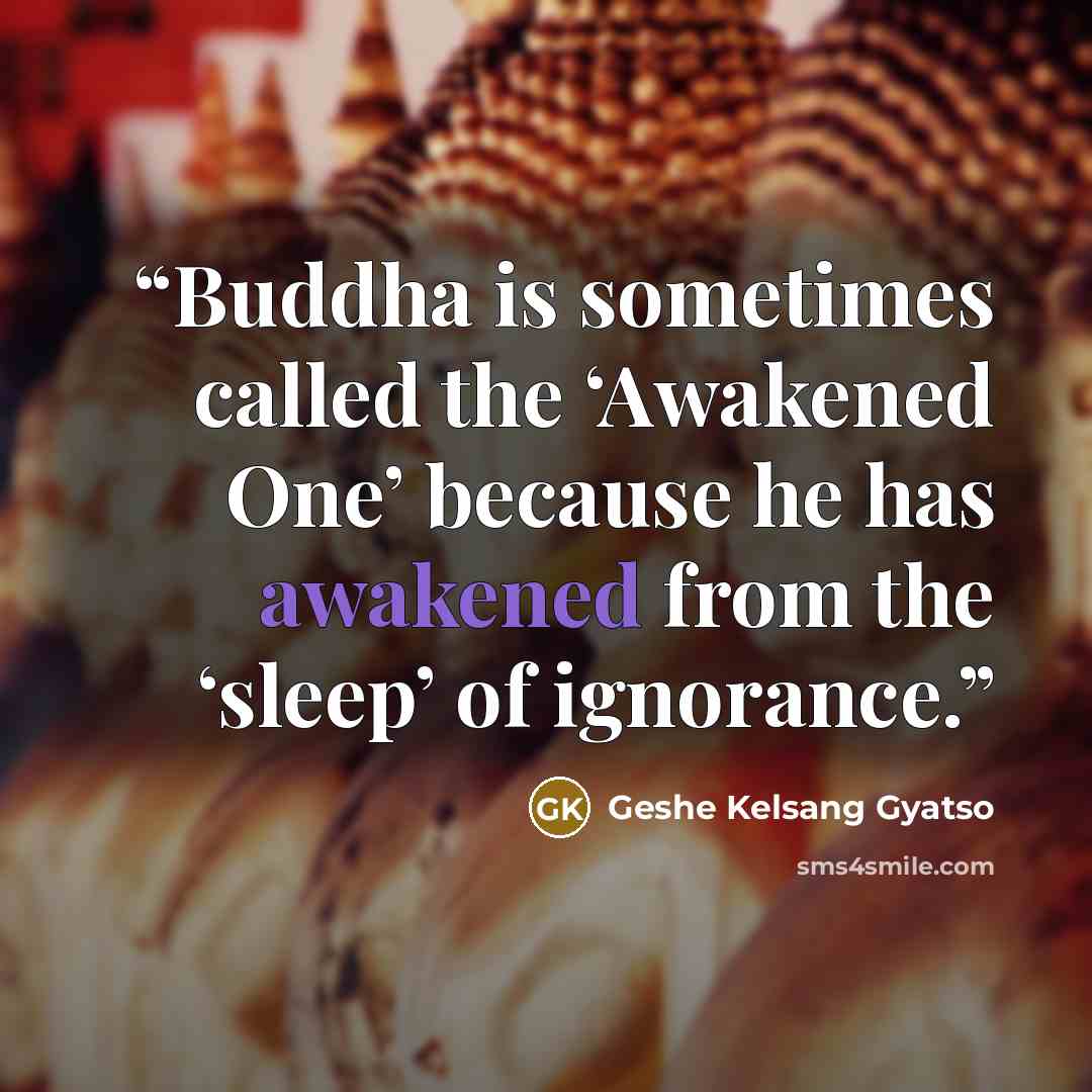 “Buddha is sometimes called the ‘Awakened One’ because he has awakened from the ‘sleep’ of ignorance.” quote by Geshe Kelsang Gyatso