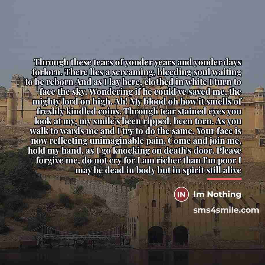 “Through these tears of yonder years and yonder days forlorn.…” quote by Im Nothing