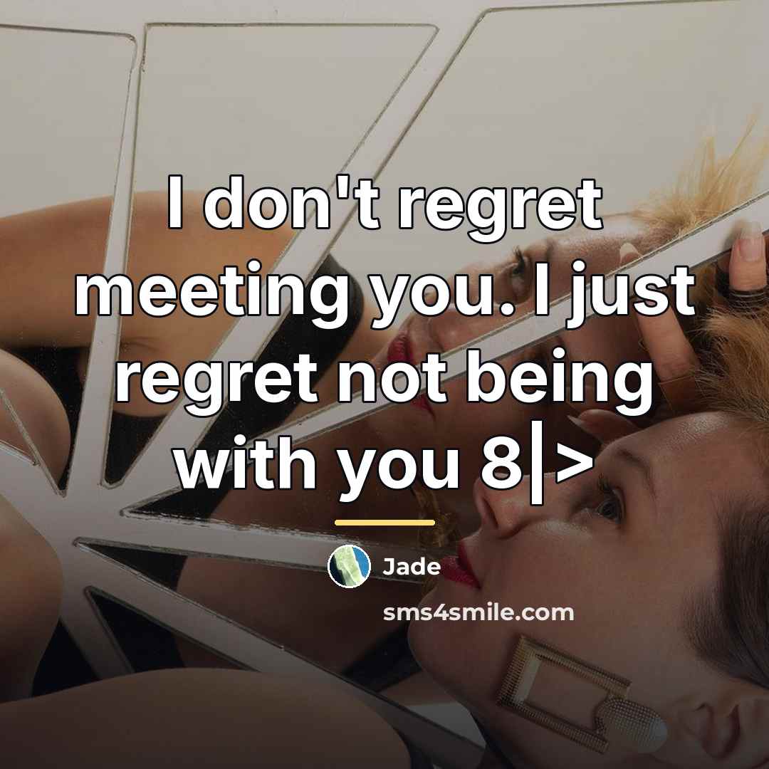 “I don't regret meeting you. I just regret not being…” quote by Jade