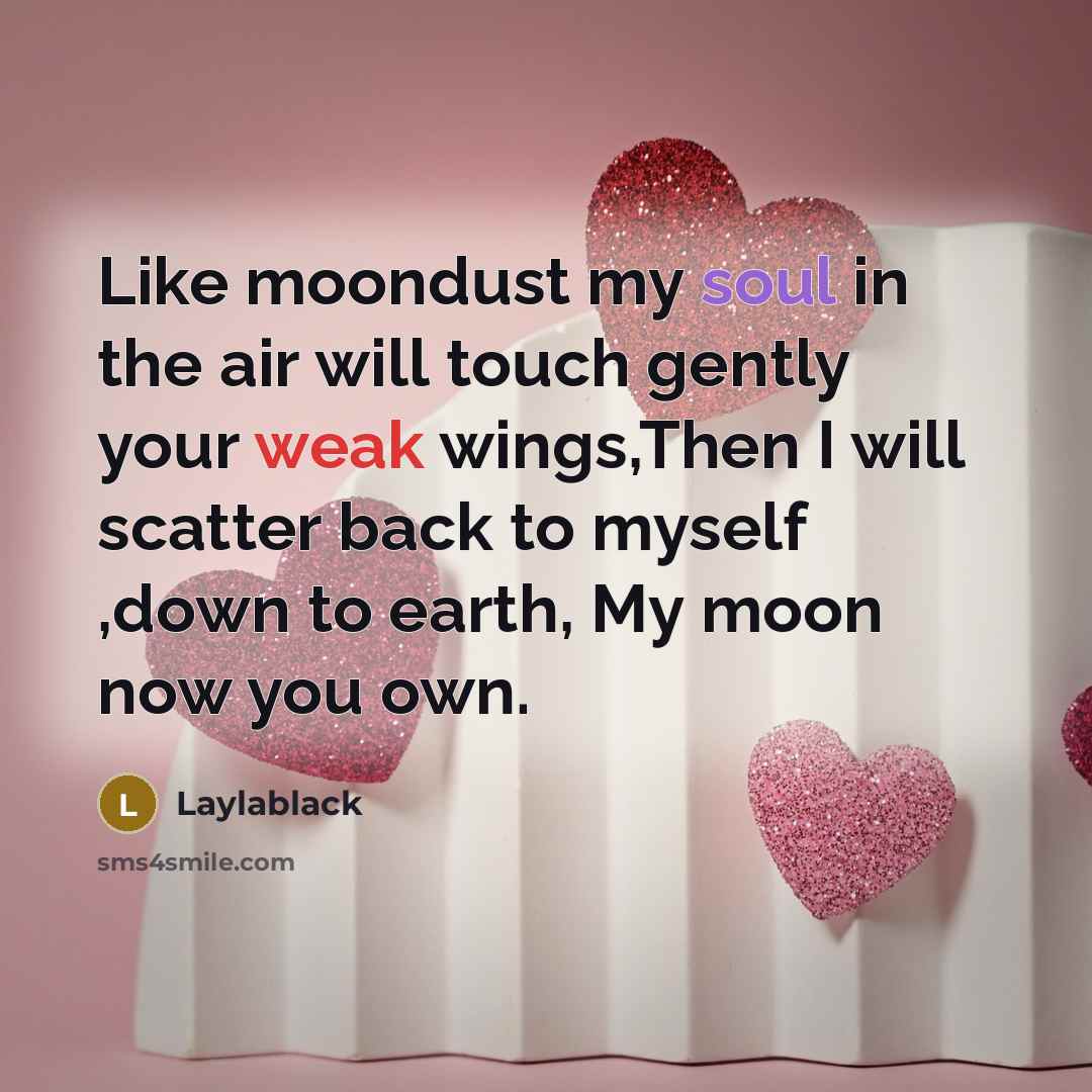 “Like moondust my soul in the air will touch gently…” quote by Laylablack