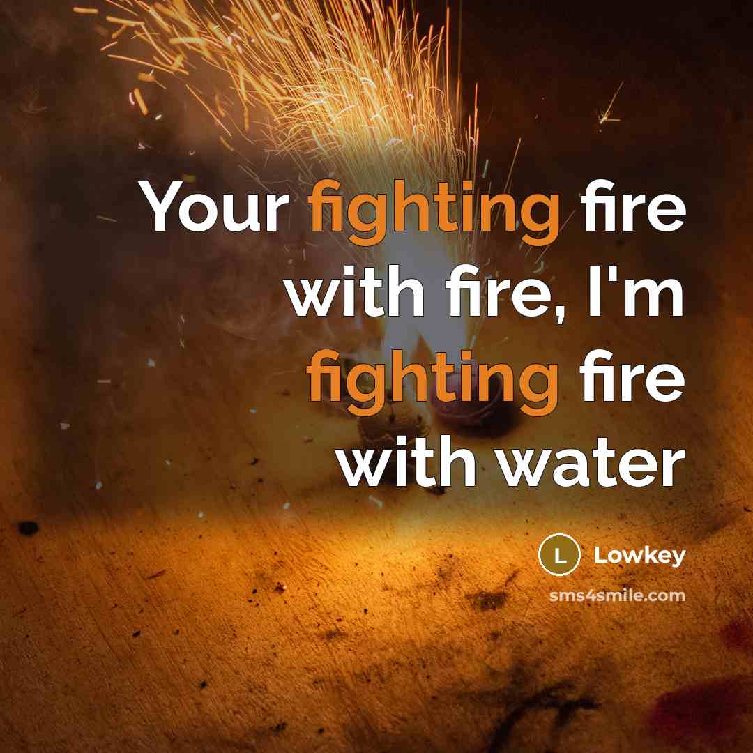 “Your fighting fire with fire, I'm fighting fire with water…” quote by Lowkey