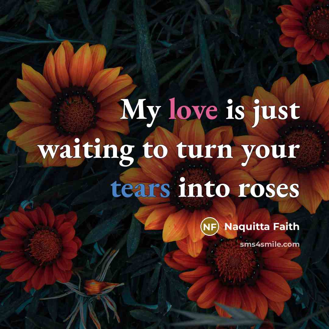 “My love is just waiting to turn your tears into…” quote by Naquitta Faith