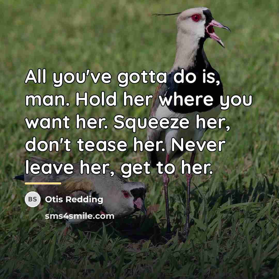 “All you've gotta do is, man. Hold her where you…” quote by Otis Redding