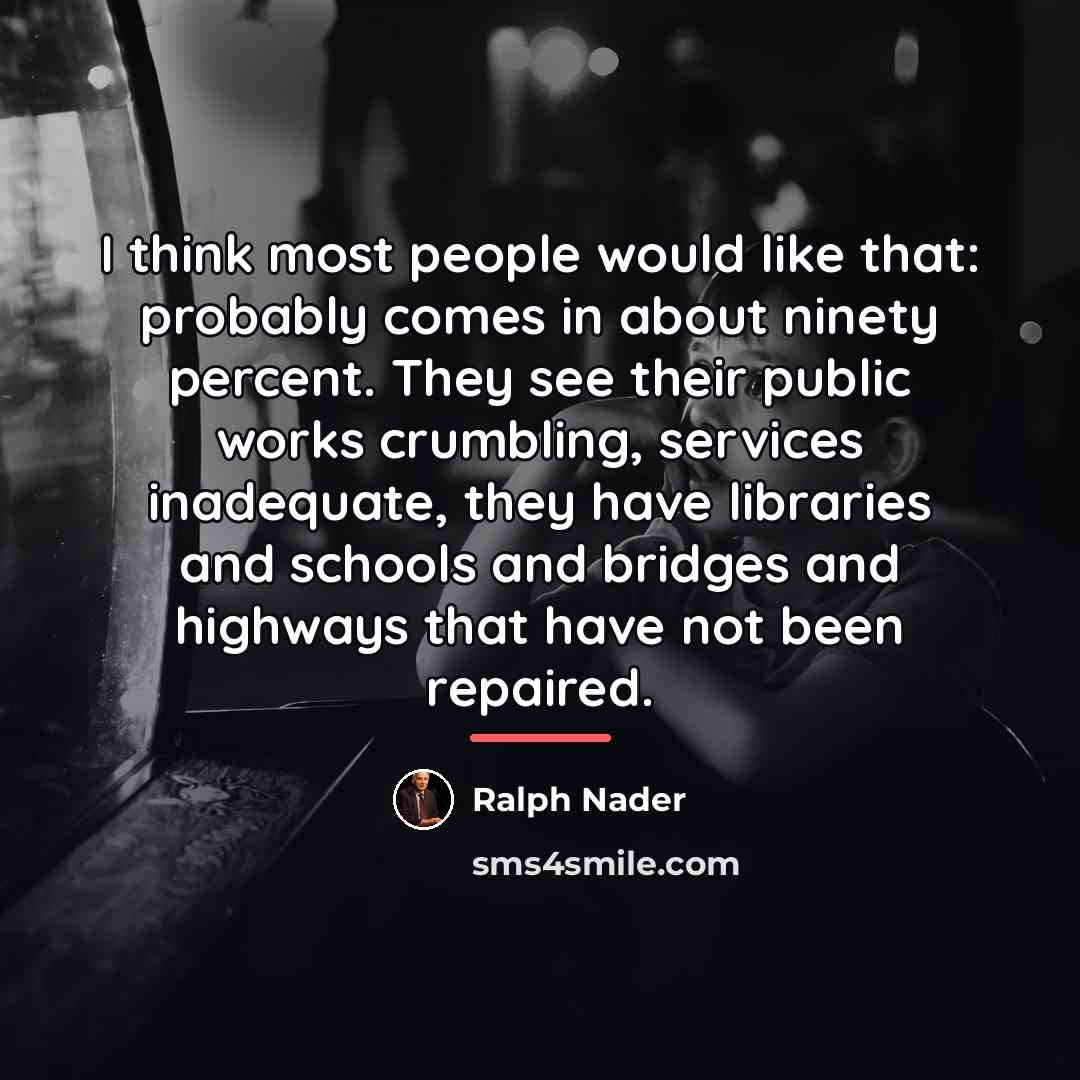 “I think most people would like that: probably comes in…” quote by Ralph Nader