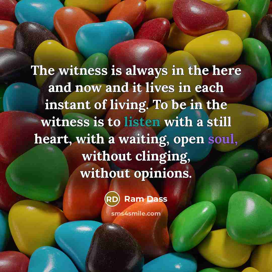 “The witness is always in the here and now and…” quote by Ram Dass