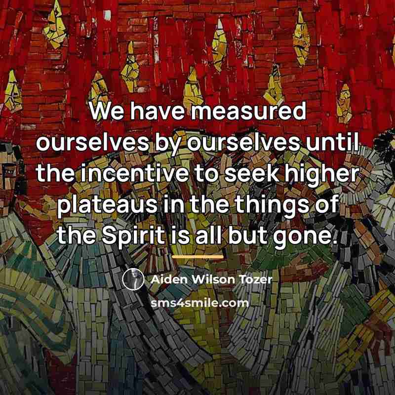 “We have measured ourselves by ourselves until the incentive to…” quote by Aiden Wilson Tozer